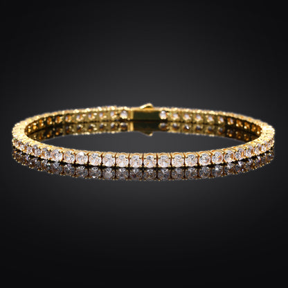Unisex Iced Out 5mm Tennis Bracelet with Round Cubic Zirconia in White Gold Tone