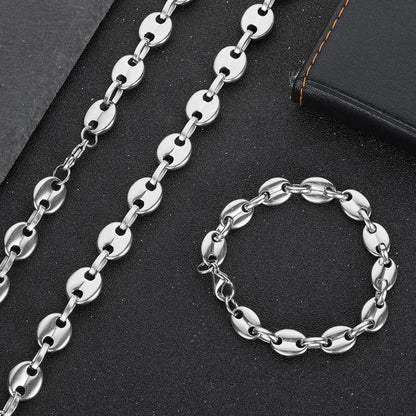 6-11 mm Coffee Bean Mariner Stainless steel Necklace or Bracelet - CHA028