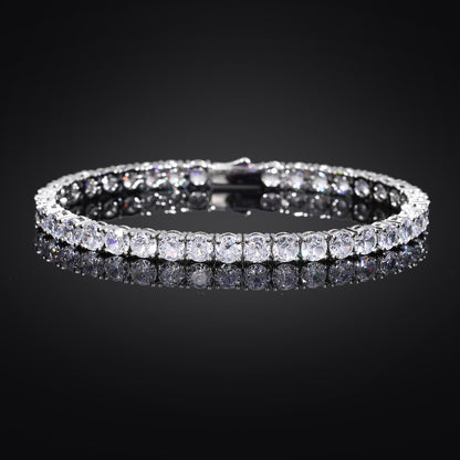 Unisex Tennis Chain Bracelet with Zirconia Stones, Hip Hop Geometric Bangle, Copper Electroplated, 3mm 4mm 5mm Width