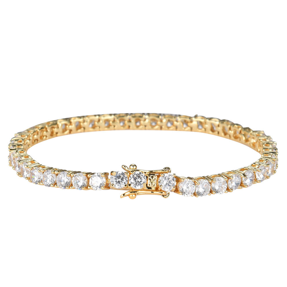 Unisex Iced Out Tennis Bracelet with Cubic Zirconia, Geometric Round Link Chain Bracelet for Women and Men product image
