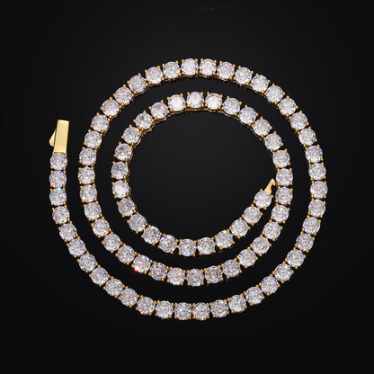 Unisex Iced Out Tennis Chain Necklace & Bracelet Set in Cubic Zirconia