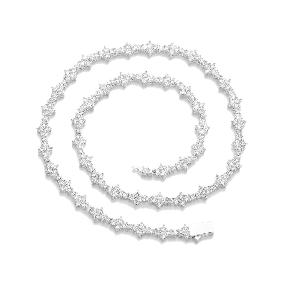 Moissanite Tennis Chain Bracelet/Necklace, 925 Silver Geometric Unisex Jewelry