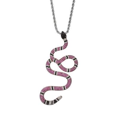 Hip Hop Snake Cubic Zirconia Pendant Necklace for Men and Women