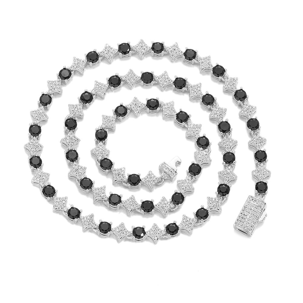 6MM Starburst Cubic Zirconia Cuban Link Chain Necklace, Unisex Hip Hop Jewelry product image
