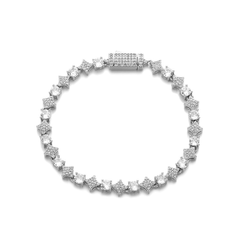Star Cubic Zirconia Tennis Bracelet, Unisex Hip Hop Chain Bracelet product image
