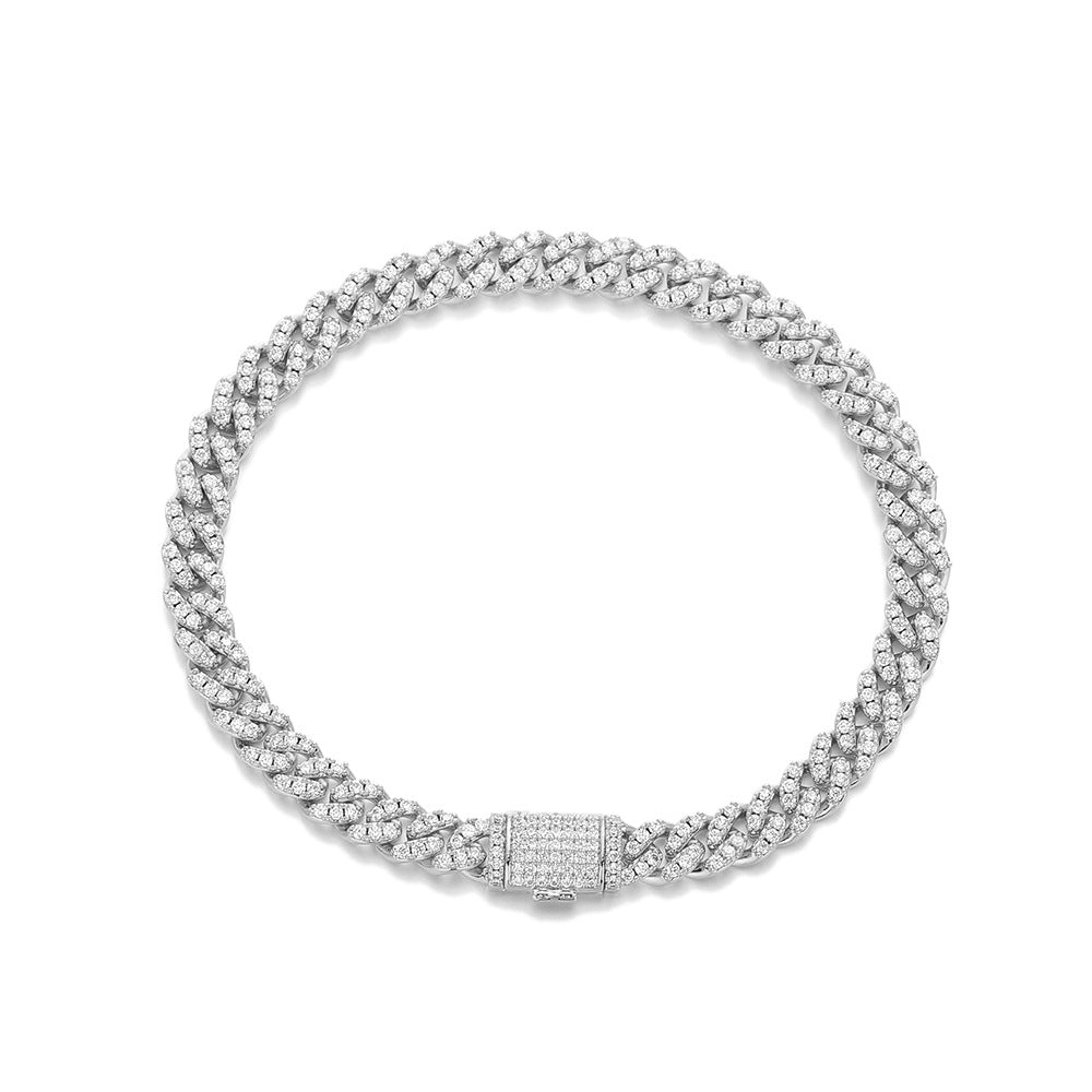 6mm Iced Out Cuban Link Chain Necklace & Bracelet, Unisex Hip Hop Jewelry product image