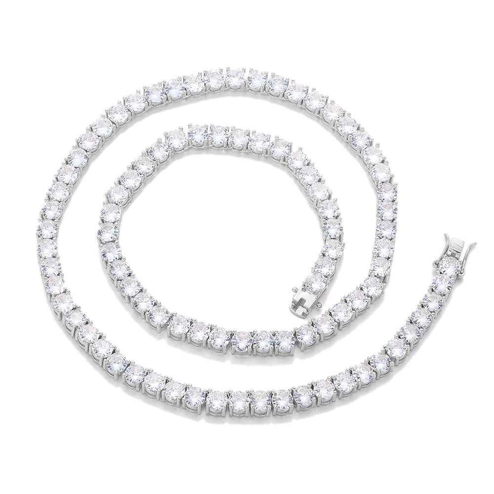 6mm Iced Out Tennis Chain Bracelet & Necklace, Unisex Cubic Zirconia Statement Chain product image