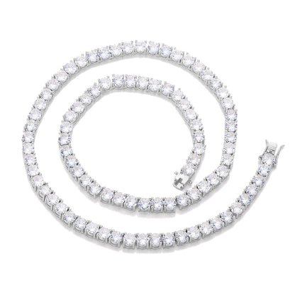 6mm Iced Out Tennis Chain Bracelet & Necklace, Unisex Cubic Zirconia Statement Chain