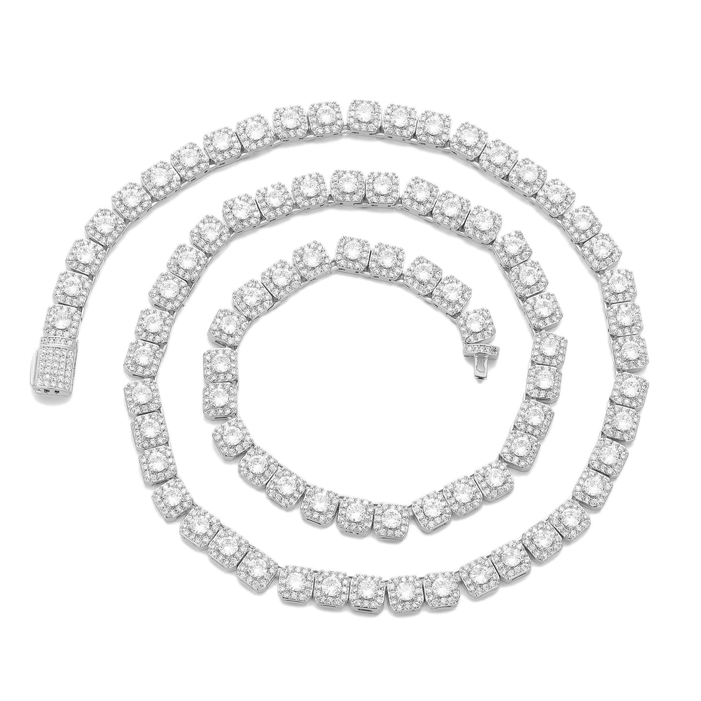 Square Zircon Tennis-Style Chain Bracelet & Necklace, 6 mm, Unisex