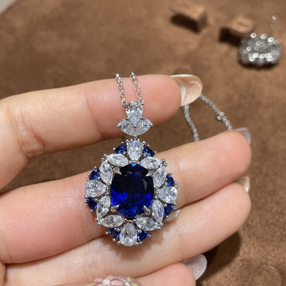 Blue Crystal Necklace and Earrings Set