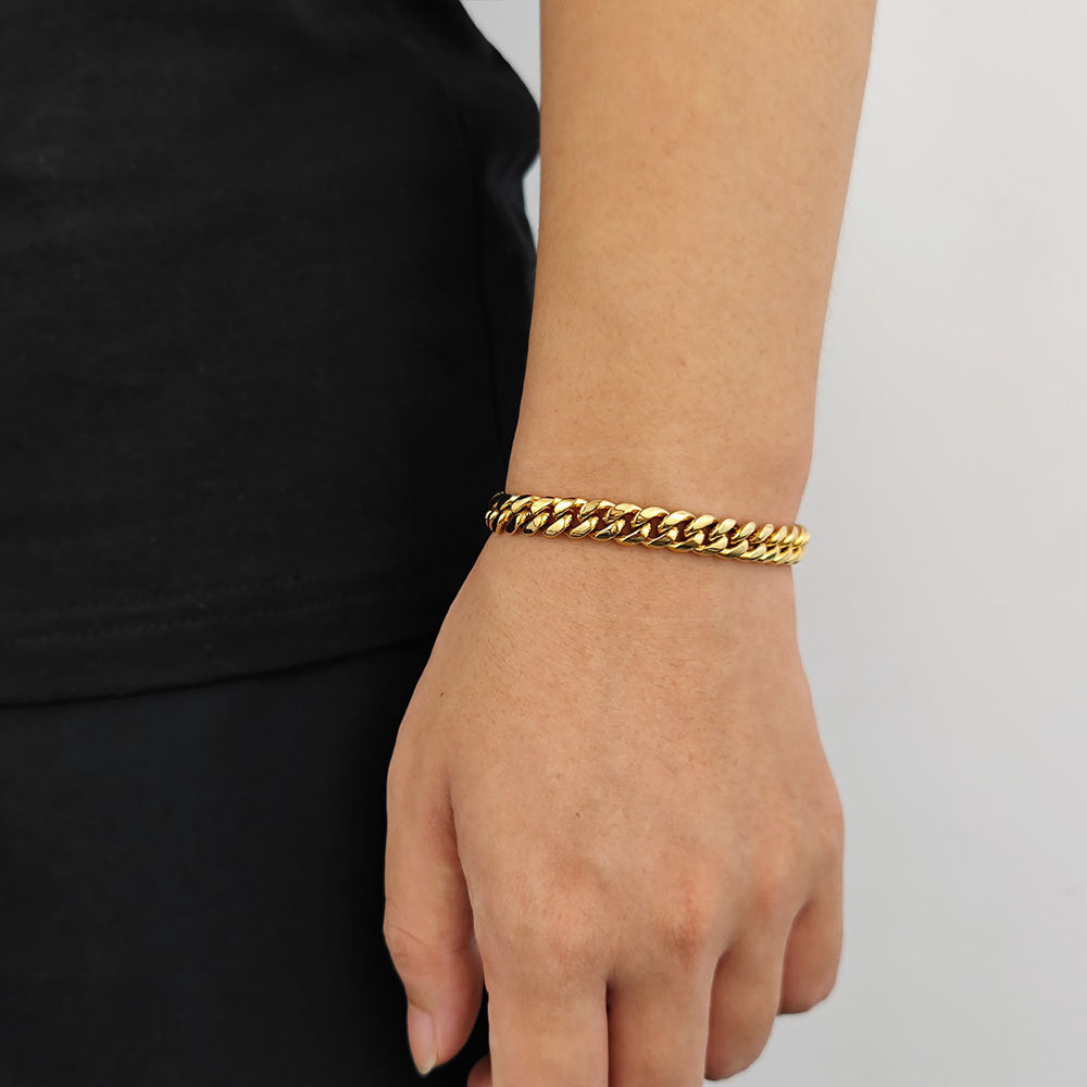 6-18 mm Polished Cuban with Decorative Clasp Stainless steel Bracelet - CHA004 product image