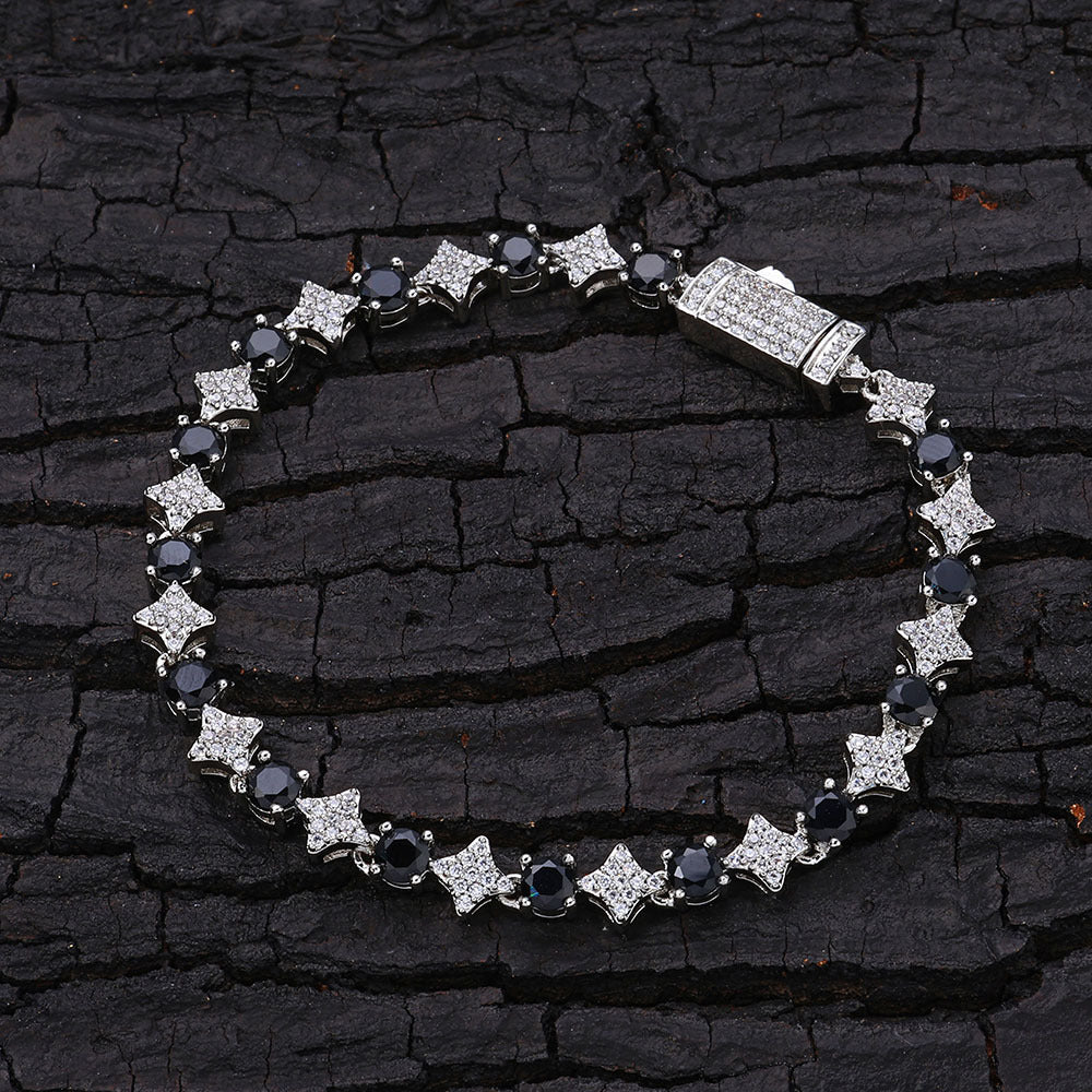 6 mm Star and Round CZ Link Copper Bracelet - CHA304 product image