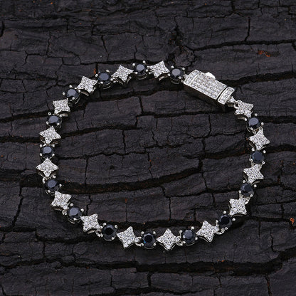 6 mm Star and Round CZ Link Copper Bracelet - CHA304