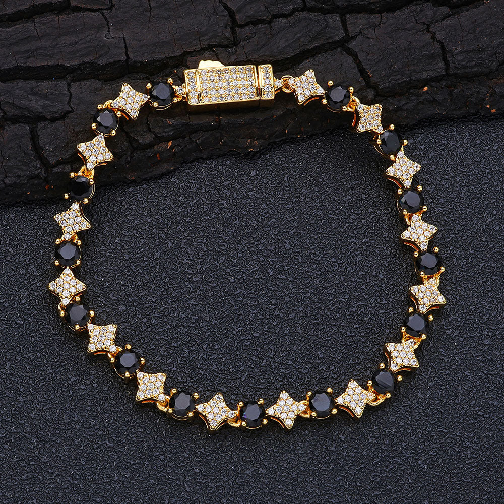 6 mm Star and Round CZ Link Copper Bracelet - CHA304 product image