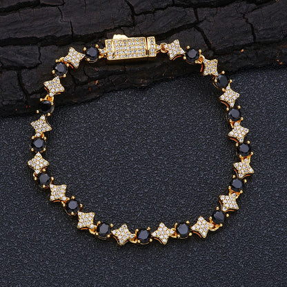 6 mm Star and Round CZ Link Copper Bracelet - CHA304