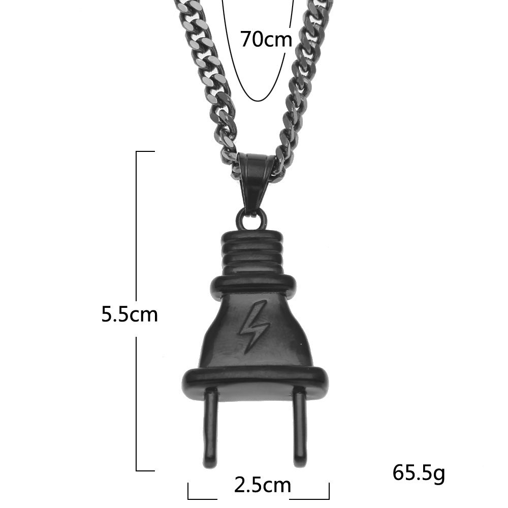 （不锈钢）黑色插头+70cm黑色古巴链 product image