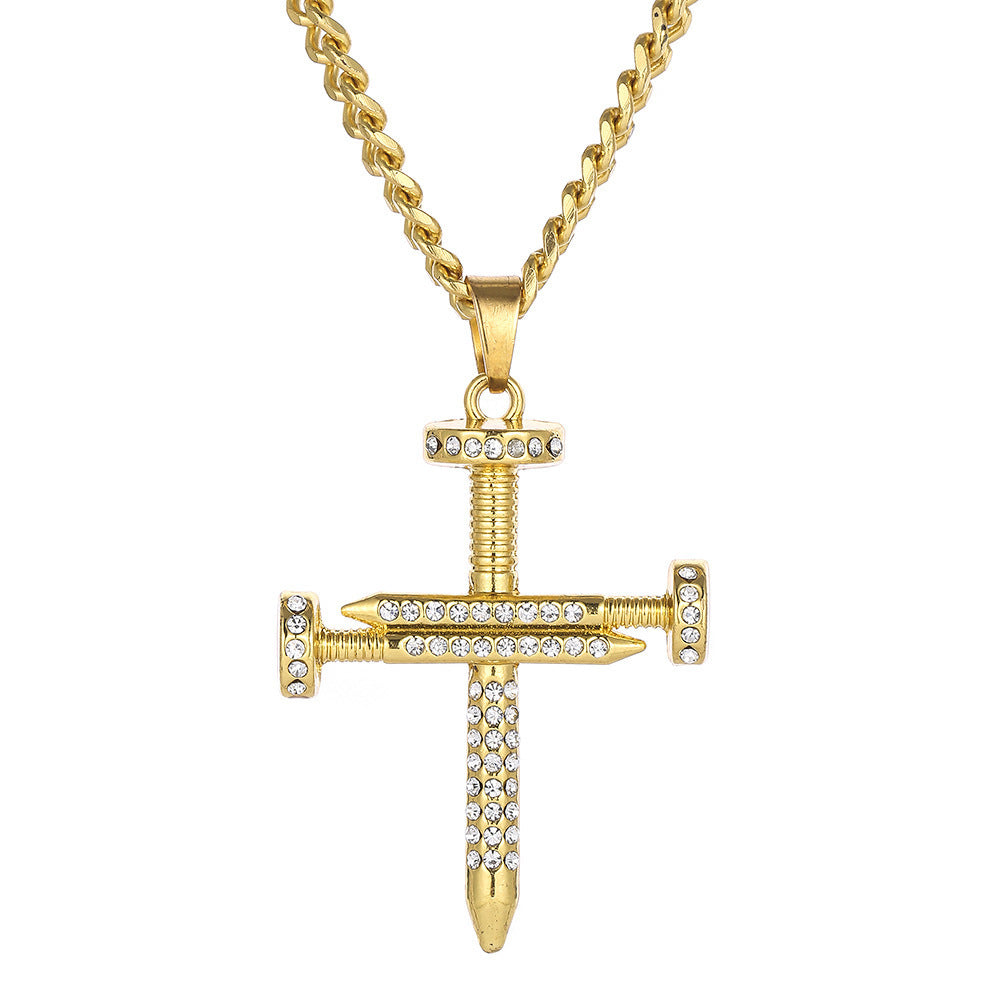 Hip Hop Vintage Eye Cubic Zirconia Pendant Necklace for Men and Women