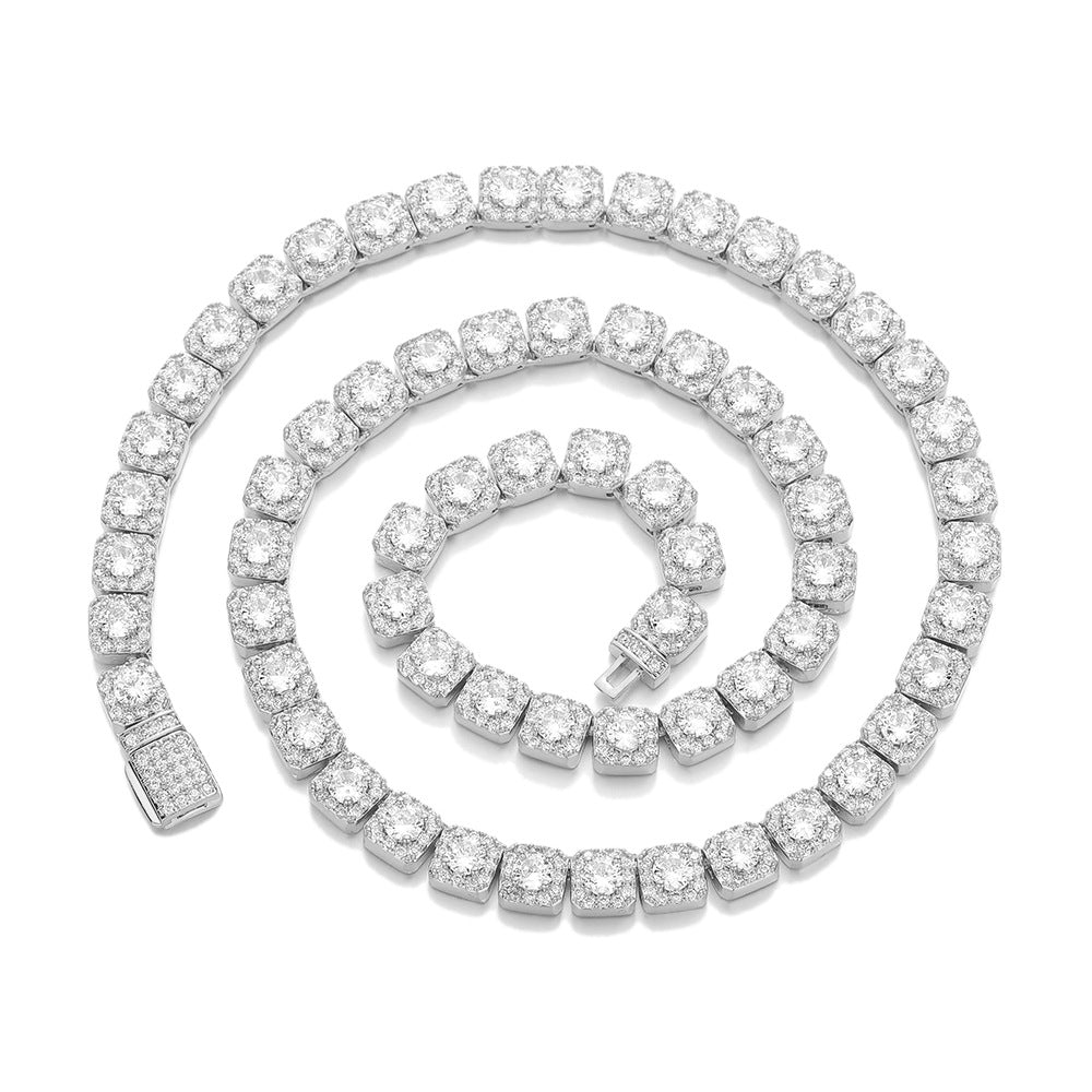 7mm Iced Out Square Link Chain Bracelet & Necklace, Hip Hop Jewelry for Men and Women product image