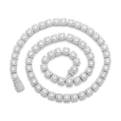 7mm Iced Out Square Link Chain Bracelet & Necklace, Hip Hop Jewelry for Men and Women