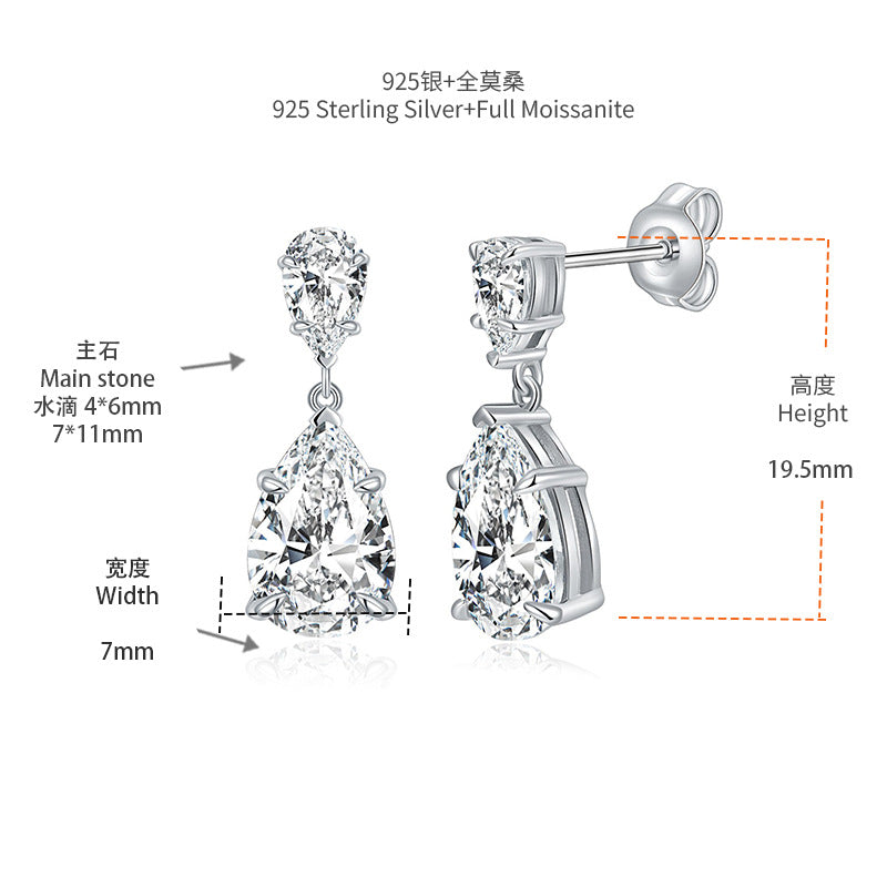 Pear Cut Moissanite Drop Earrings, 18K Gold Plated S925 Stud Earrings product image
