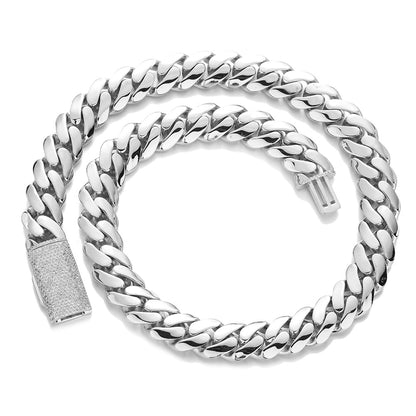Unisex Cuban Link Chain Bracelet and Necklace, Sparkling Box Clasp, Curb Chain in Multiple Widths