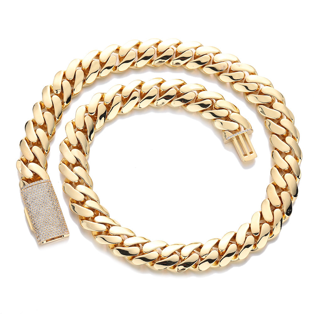 Unisex Cuban Link Chain Bracelet and Necklace, Sparkling Box Clasp, Curb Chain in Multiple Widths