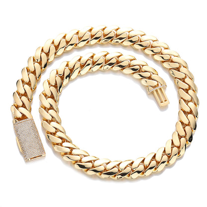 Unisex Cuban Link Chain Bracelet and Necklace, Sparkling Box Clasp, Curb Chain in Multiple Widths