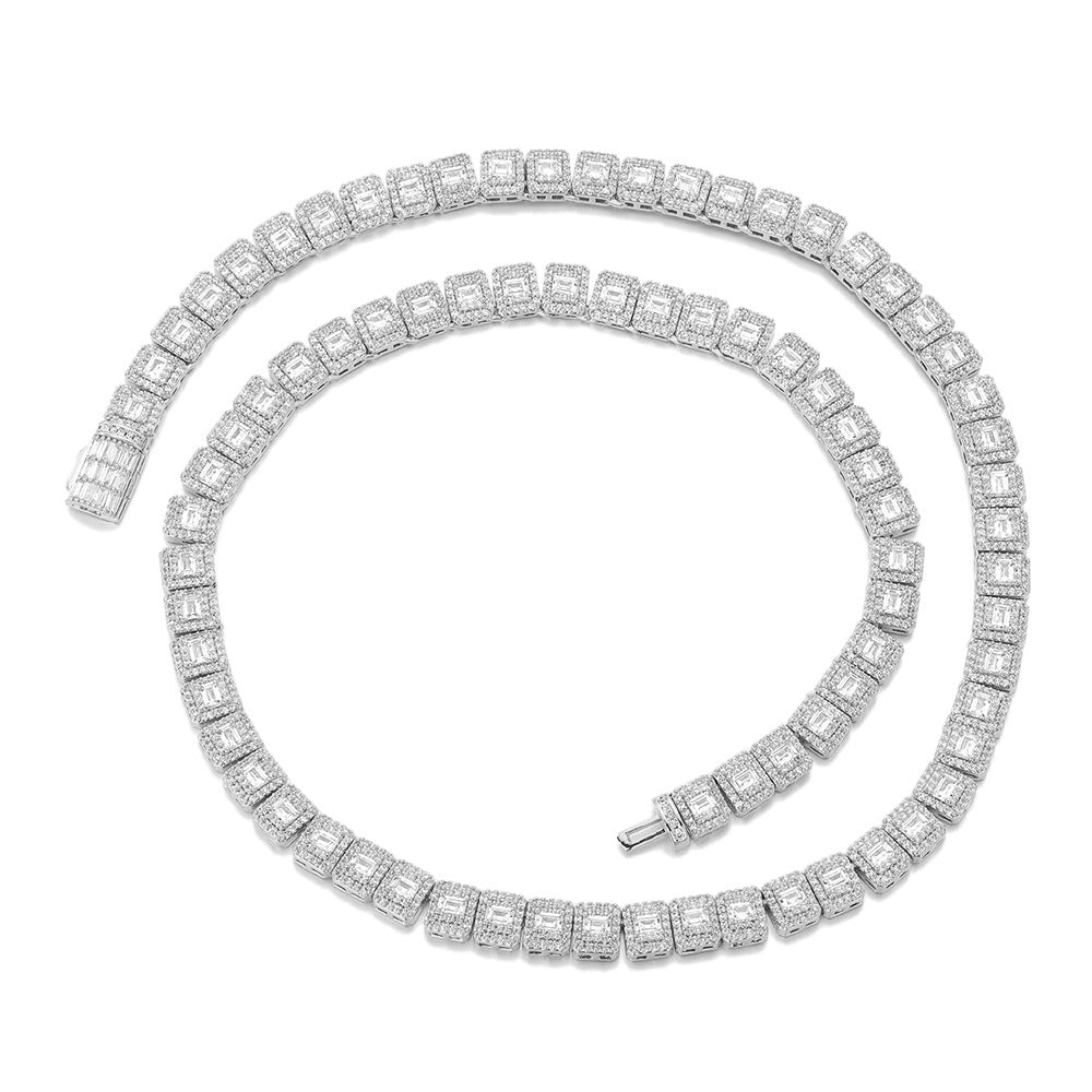 8mm Iced Cuban Link Chain Bracelet & Necklace, Geometric Zircon, Unisex Hip Hop Jewelry