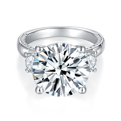 Round Moissanite Ring for Women, 13mm Statement Engagement Ring