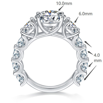 4 Carat Round Moissanite Halo Ring, Sparkling Engagement Ring for Women