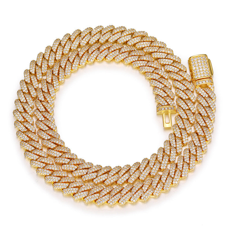 Iced Out Cuban Link Chain Necklace or Bracelet with Cubic Zirconia, Unisex Hip Hop Statement Jewelry product image