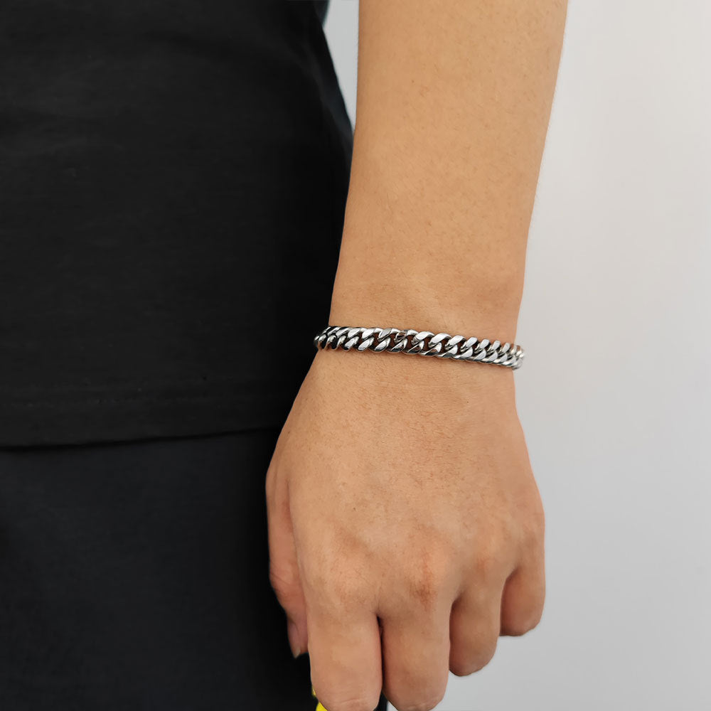 6-18 mm Polished Cuban with Decorative Clasp Stainless steel Bracelet - CHA004 product image