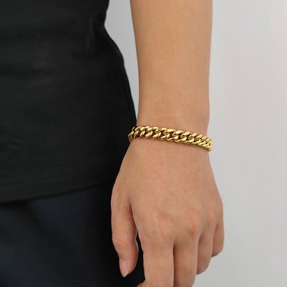6-14 mm Rounded Polished Cuban Stainless steel Bracelet - CHA006