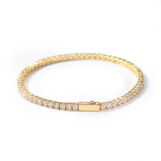 （925银+莫桑石）金色3mm一排网球链