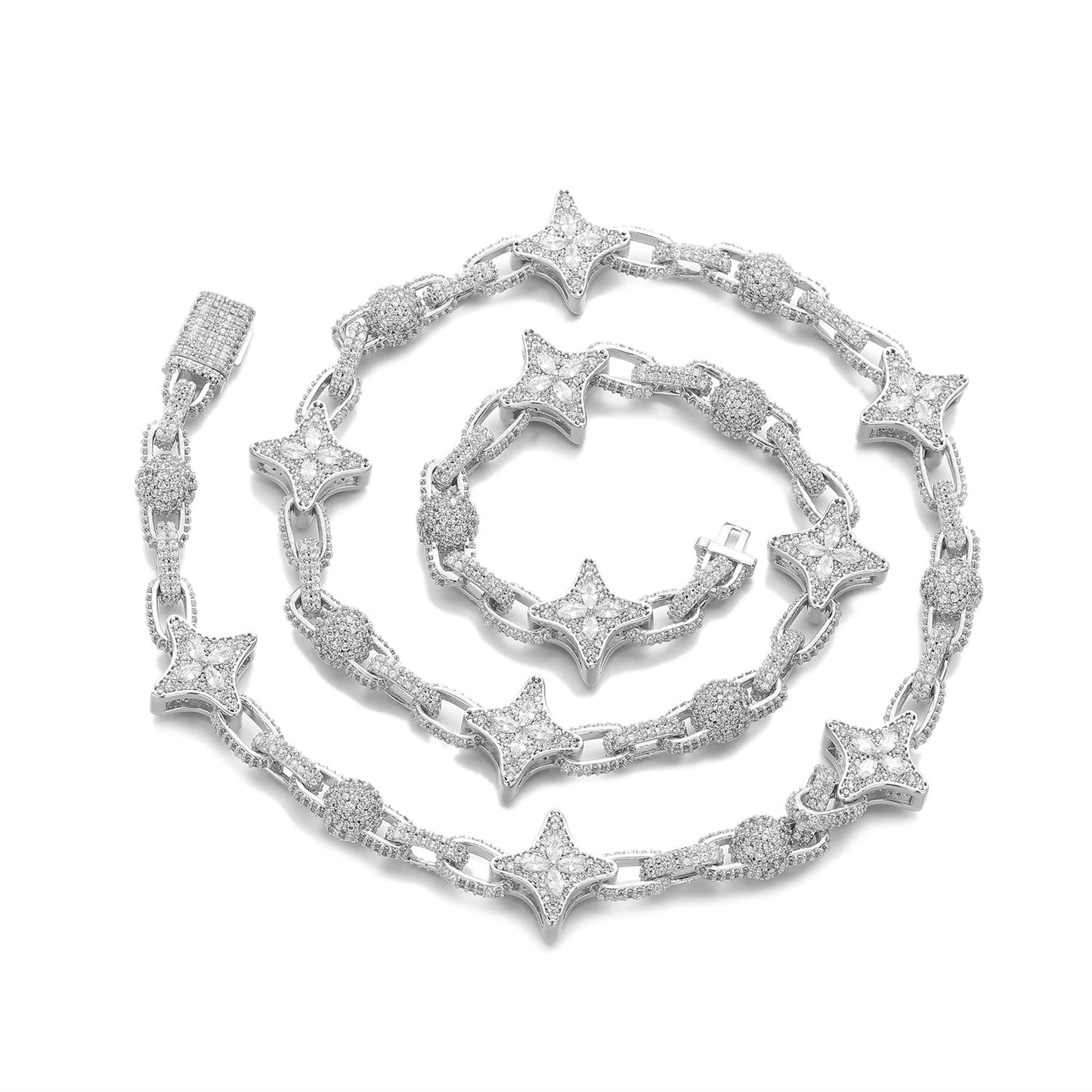 Star Link Zircon Chain Necklace, Unisex Jewelry