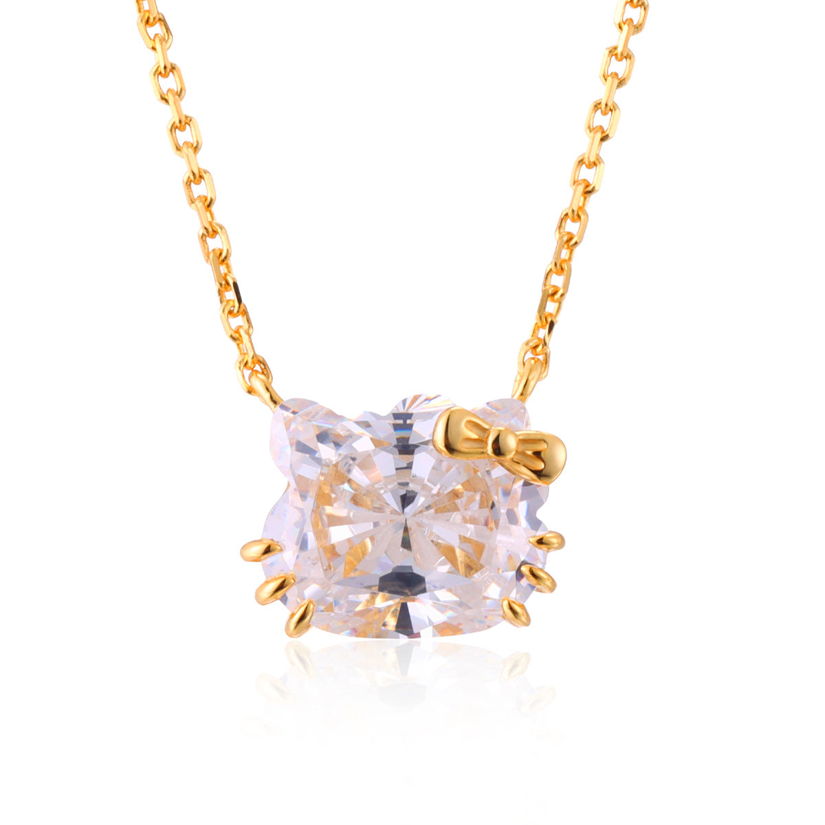 Square Crystal Necklace and Stud Earrings Set, Clear Stone Jewelry product image