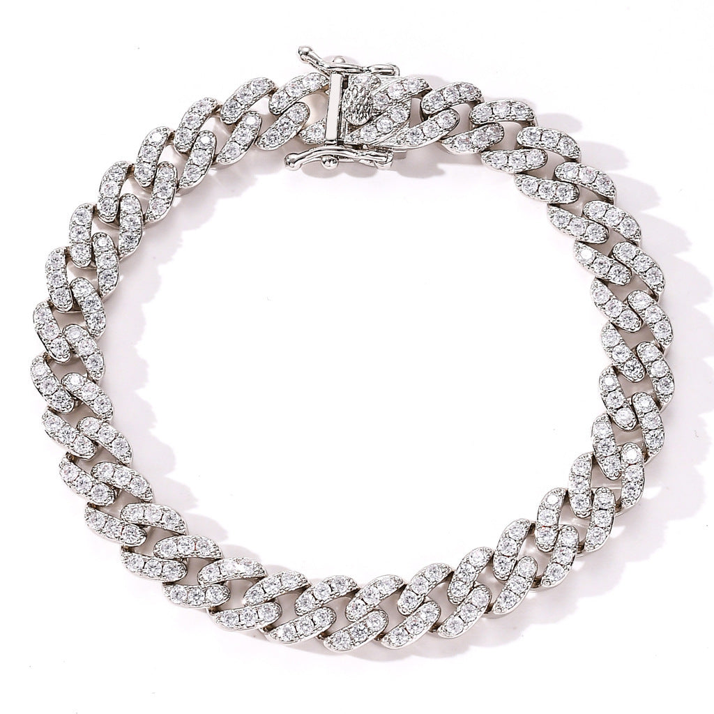 Hip Hop Minimalist Cuban Link Cubic Zirconia Bracelet for Men