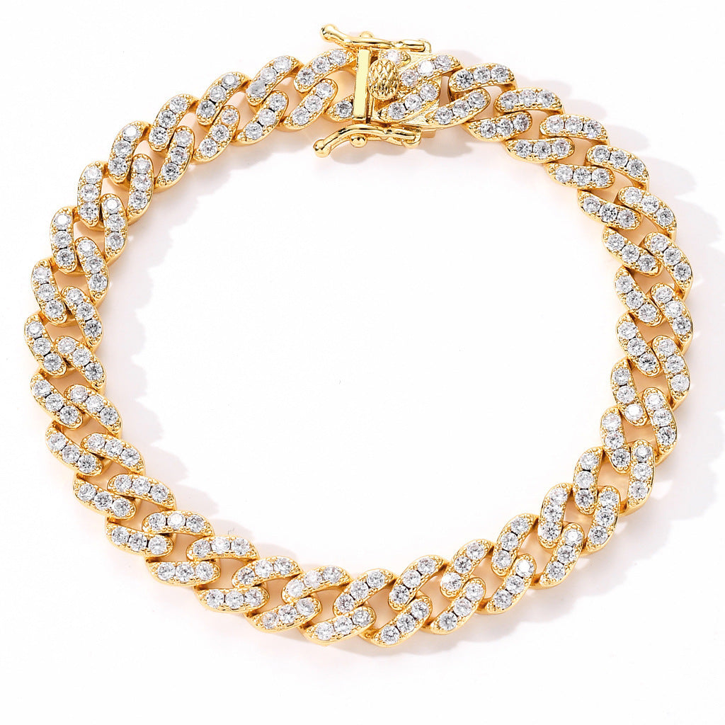 Hip Hop Minimalist Cuban Link Cubic Zirconia Bracelet for Men