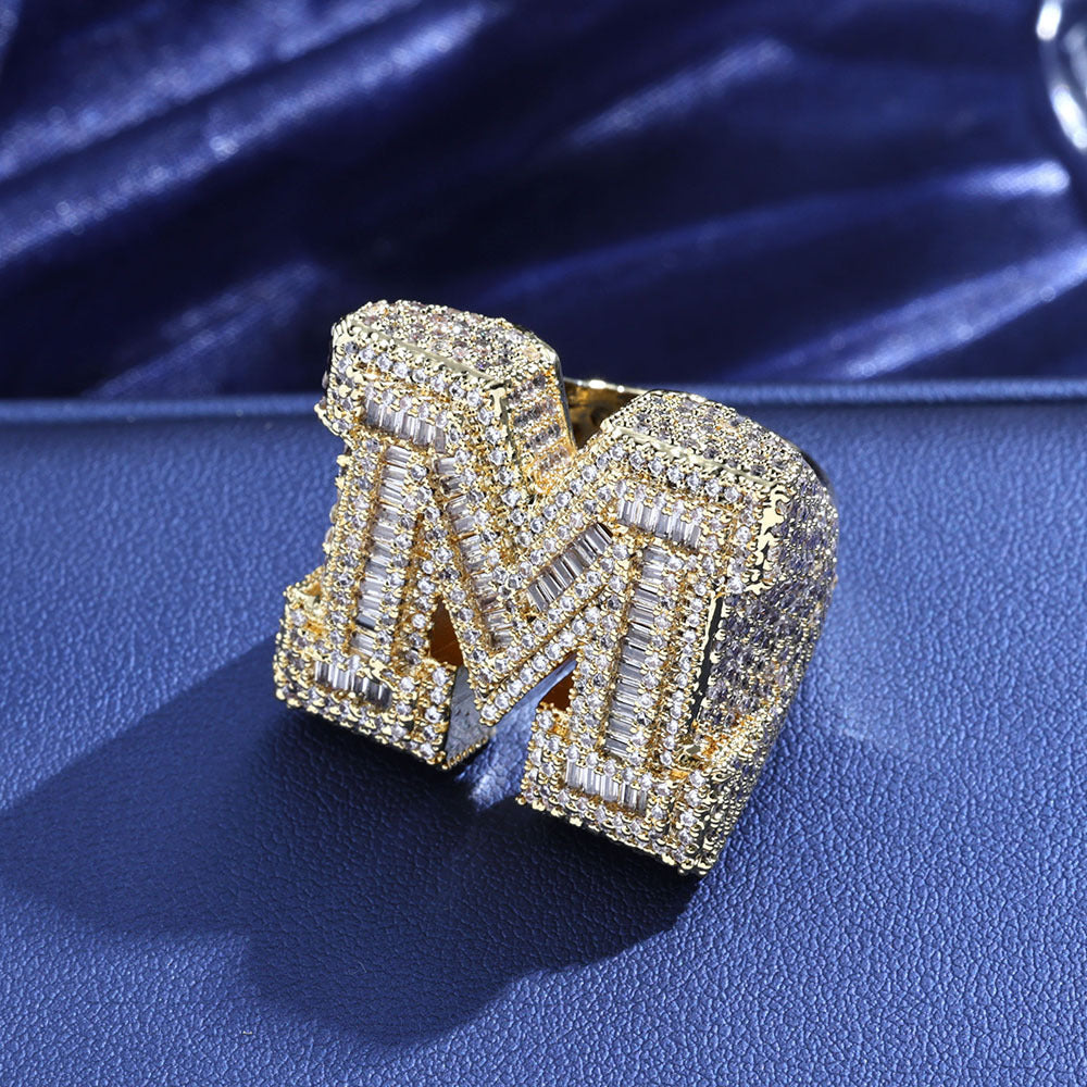 Hip Hop Geometric Letter Copper Ring For Men And Women product image
