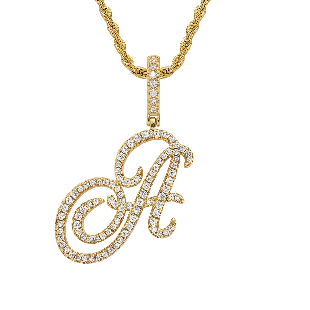 Hip Hop Letter Cubic Zirconia Pendant Necklace for Men and Women