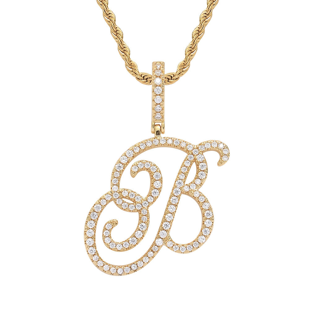 Hip Hop Letter Cubic Zirconia Pendant Necklace for Men and Women