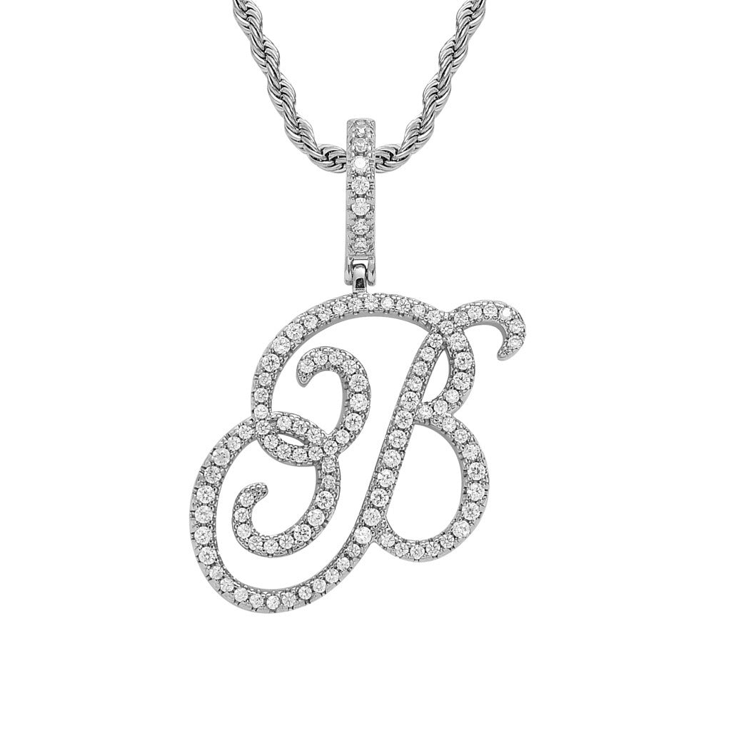 Hip Hop Letter Cubic Zirconia Pendant Necklace for Men and Women
