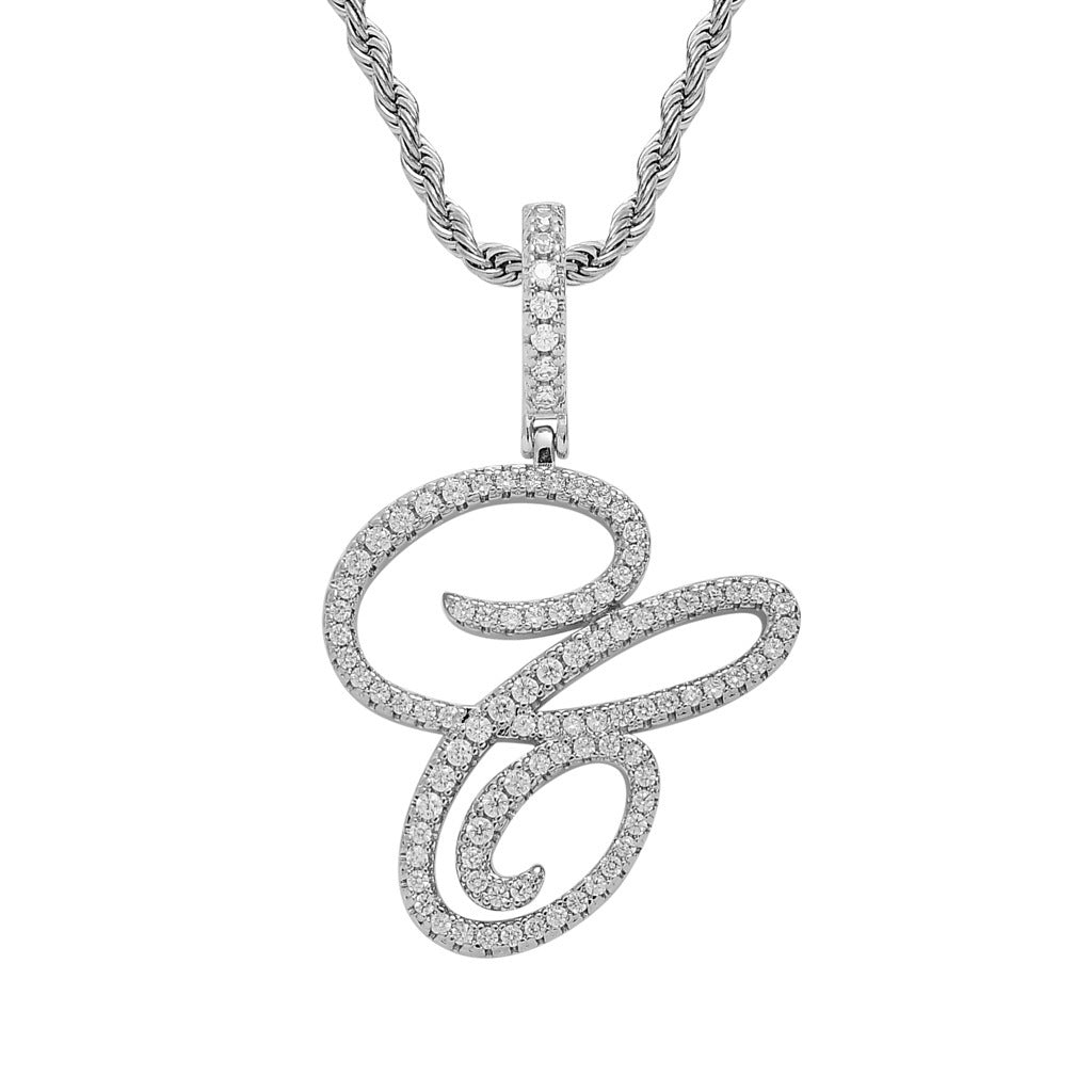 Hip Hop Letter Cubic Zirconia Pendant Necklace for Men and Women