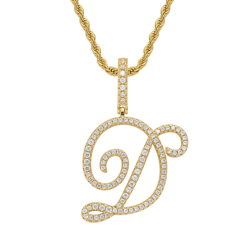 Hip Hop Letter Cubic Zirconia Pendant Necklace for Men and Women