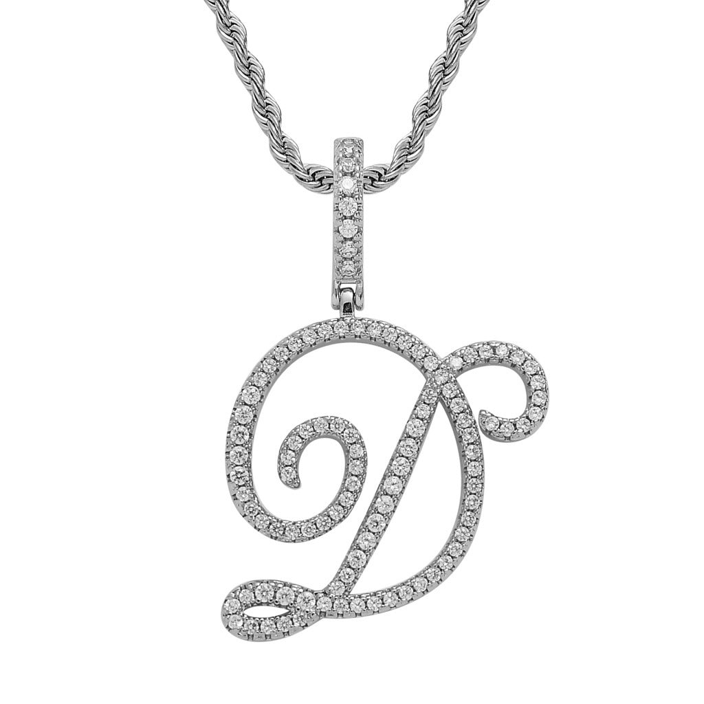 Hip Hop Letter Cubic Zirconia Pendant Necklace for Men and Women