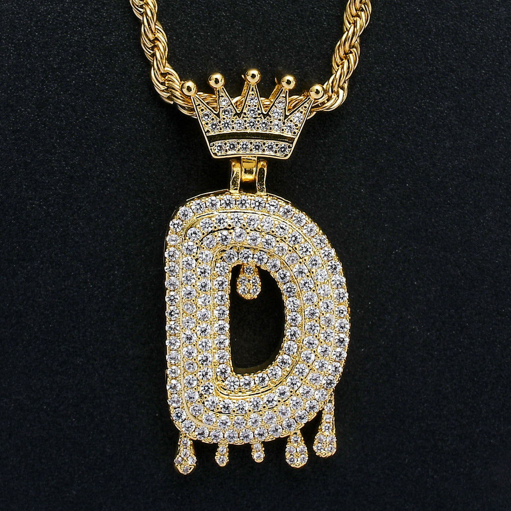 Hip Hop Four Leaf Clover Copper Pendant Necklace for Men and Women