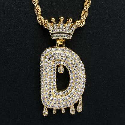 Hip Hop Four Leaf Clover Copper Pendant Necklace for Men and Women