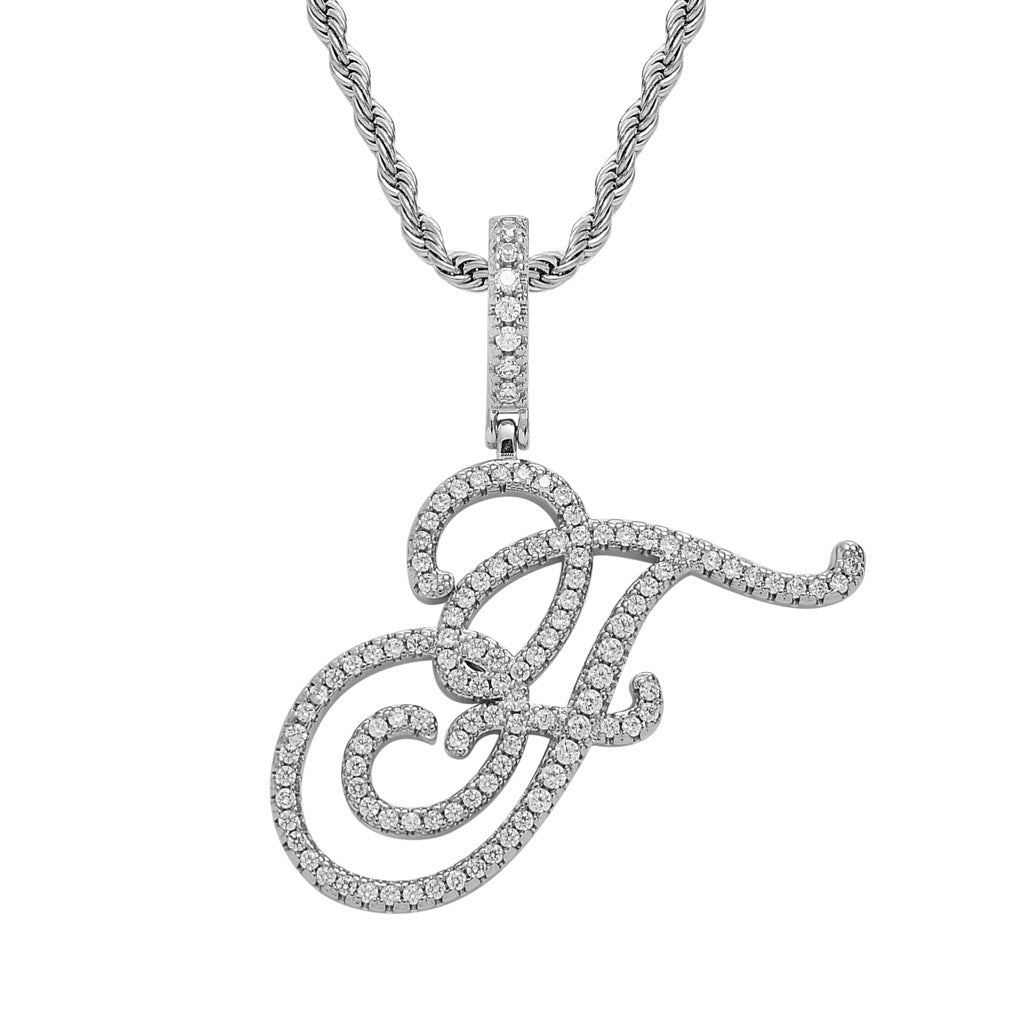 Hip Hop Letter Cubic Zirconia Pendant Necklace for Men and Women