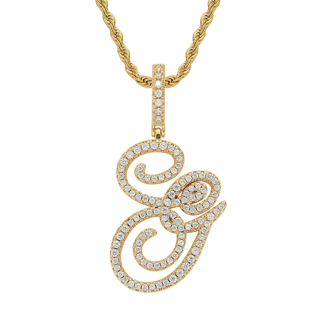 Hip Hop Letter Cubic Zirconia Pendant Necklace for Men and Women