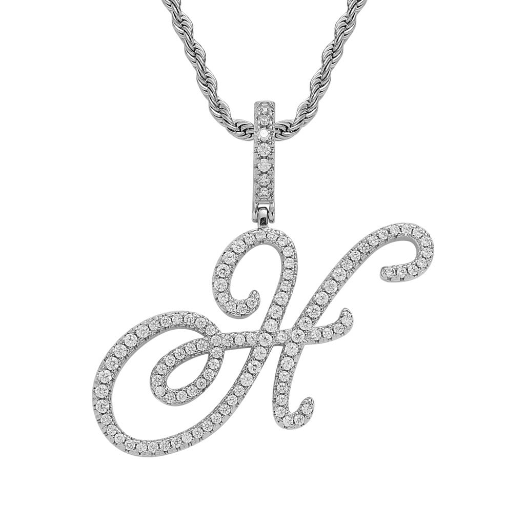 Hip Hop Letter Cubic Zirconia Pendant Necklace for Men and Women